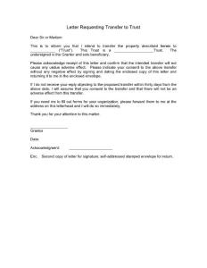 Letter Requesting Transfer to Trust