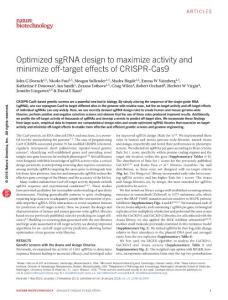 nbt.3437-Optimized sgRNA design to maximize activity and minimize off-target effects of CRISPR-Cas9