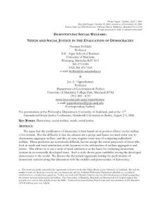N OCIAL JUSTICE IN THE EVALUATION OF DEMOCRACIESa