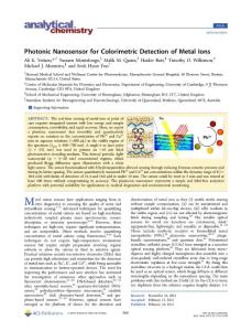 Photonic Nanosensor for Colorimetric Detection of Metal Ions