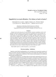 Impulsivity in sexual offenders New ideas or back to basics