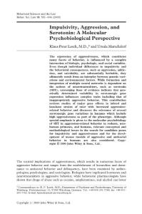 Impulsivity, Aggression, and Serotonin A Molecular…