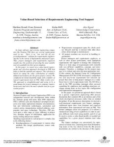 Value-Based Selection of Requirements Engineering Tool Support…