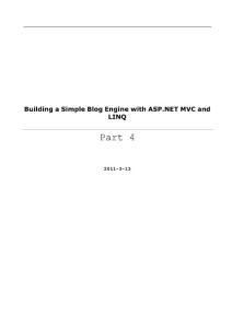 Building a Simple Blog Engine with ASP.NET MVC and LINQ - Part 4