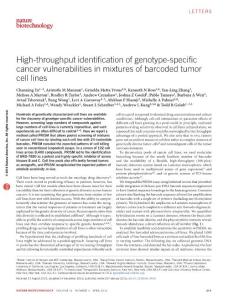 nbt.3460-High-throughput identification of genotype-specific cancer vulnerabilities in mixtures of barcoded tumor cell lines