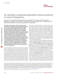 nbt.3506-An injectable nanoparticle generator enhances delivery of cancer therapeutics