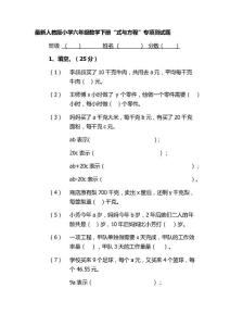 最新人教版小学六年级数学下册“式与方程”专项测试题