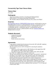 Connectivity Tiger Team Telecon Notes - NASA