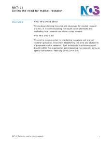 MKT121 Define the need for market research