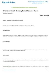 Cinemas in the UK - Industry Market Research Report - Download