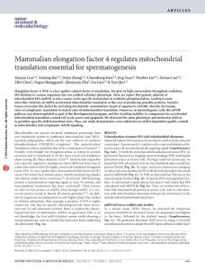 nsmb.3206-Mammalian elongation factor 4 regulates mitochondrial translation essential for spermatogenesis
