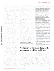 nbt.3560-Production of hornless dairy cattle from genome-edited cell lines