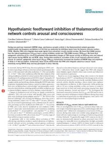 nn.4209-Hypothalamic feedforward inhibition of thalamocortical network controls arousal and consciousness