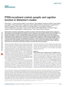 nn.4225-PTEN recruitment controls synaptic and cognitive function in Alzheimer´s models