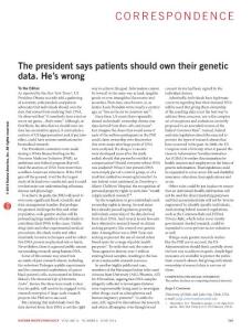 nbt.3608-The president says patients should own their genetic data. He´s wrong