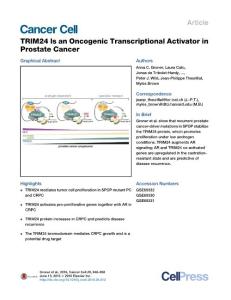 Cancer Cell-2016-TRIM24 Is an Oncogenic Transcriptional Activator in Prostate Cancer
