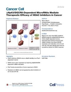 Cancer Cell-2016-ΔNp63-DGCR8-Dependent MicroRNAs Mediate Therapeutic Efficacy of HDAC Inhibitors in Cancer