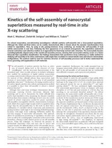 nmat4600-Kinetics of the self-assembly of nanocrystal superlattices measured by real-time in situ X-ray scattering