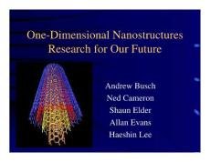 One-Dimensional Nanostructures Research for Our Future