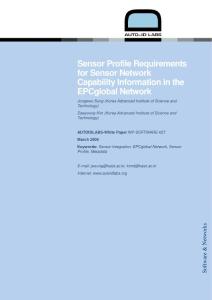 Sensor Profile Requirements for Sensor Network Capability Information in the EPCglobal Network