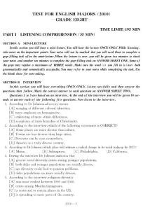 2010年英語專業八級考試真題