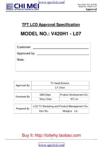 奇美電子 V420H1-L07ApprovalSpec_070112[1] 液晶屏 規(guī)格書(shū)