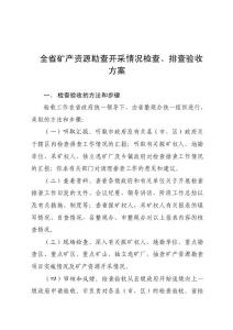 全省礦產資源勘查開采情況檢查,排查驗收方案