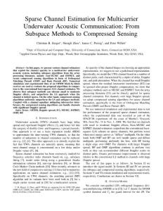 Sparse Channel Estimation for Mutlicarrier Underwater Acoustic Communications_ From Subspace Methods to Compressed Sensing