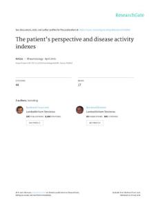 The patient´s perspective and rheumatoid arthritis disease…