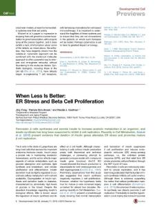 Developmental Cell-2016-When Less Is Better- ER Stress and Beta Cell Proliferation