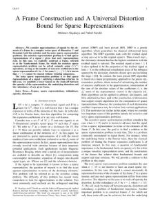 A frame construction and a universal distortion bound for sparse representations