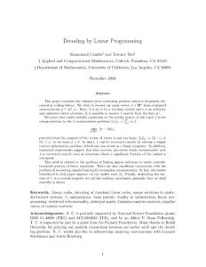 Decoding by linear programming