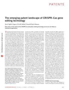 nbt.3692-The emerging patent landscape of CRISPR–Cas gene editing technology