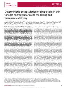 nmat4781-Deterministic encapsulation of single cells in thin tunable microgels for niche modelling and therapeutic delivery