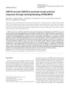 cr2016125a- USP18 recruits USP20 to promote innate antiviral response through deubiquitinating STING-MITA