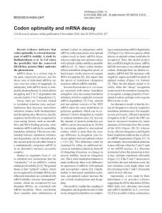 cr2016127a-Codon optimality and mRNA decay