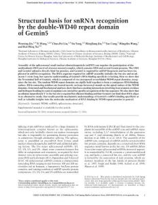 Genes Dev.-2016-Jin-Structural basis for snRNA recognition by the double-WD40 repeat domain of Gemin5