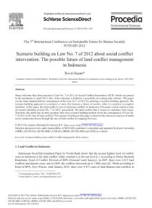 scenario building on law no. 7 of 2012 about social conflict intervention the not possible future of land conflict management in indonesia