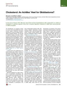 Cancer Cell-2016-Cholesterol- An Achilles’ Heel for Glioblastoma?