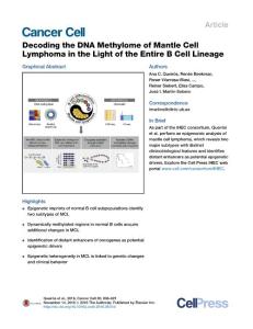 Cancer Cell-2016-Decoding the DNA Methylome of Mantle Cell Lymphoma in the Light of the Entire B Cell Lineage