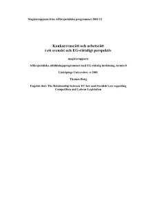 the relationship between ec-law and swedish law regarding competition and labour legislation