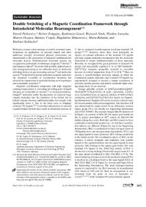 double switching of a magnetic coordination framework through intraskeletal molecular rearrangement