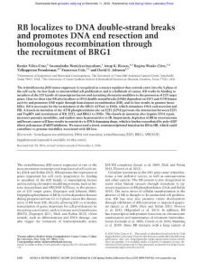 Genes Dev.-2016-V閘ez-Cruz-2500-12-RB localizes to DNA double-strand breaks and promotes DNA end resection and homologous recombination through the recruitment of BRG1