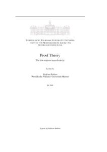 Proof Theory - WWU