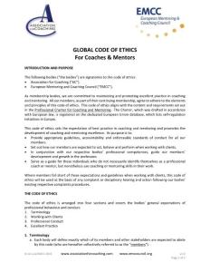 GLOBAL CODE OF ETHICS For Coaches   Mentors