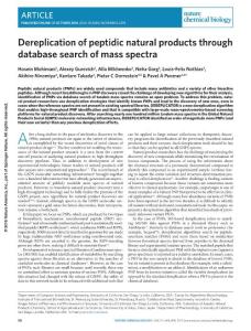 nchembio.2219-Dereplication of peptidic natural products through database search of mass spectra