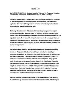 a structured analytical technique for technology evaluation of developing technologies