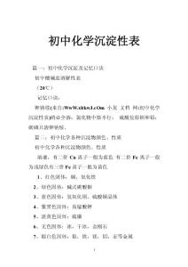 初中化学沉淀性表