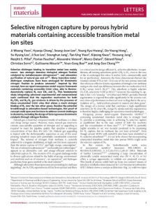 nmat4825-Selective nitrogen capture by porous hybrid materials containing accessible transition metal ion sites