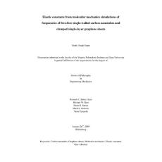 elastic constants from molecular mechanics simulations of frequencies of free-free single-walled carbon nanotubes and clamped single-layer graphene sheets